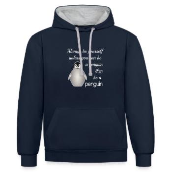 Sei ein Pinguin - Kontrast-Hoodie - Navy/Grau meliert - Vorne - Nico (186cm)