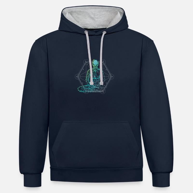 Géométrie de l'esprit - Sweat à capuche contrasté - bleu marine/gris chiné