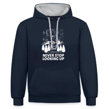 Sterne Konstellation Berg Weltraum - Kontrast-Hoodie - Navy/Grau meliert - Vorne - Nico (186cm)
