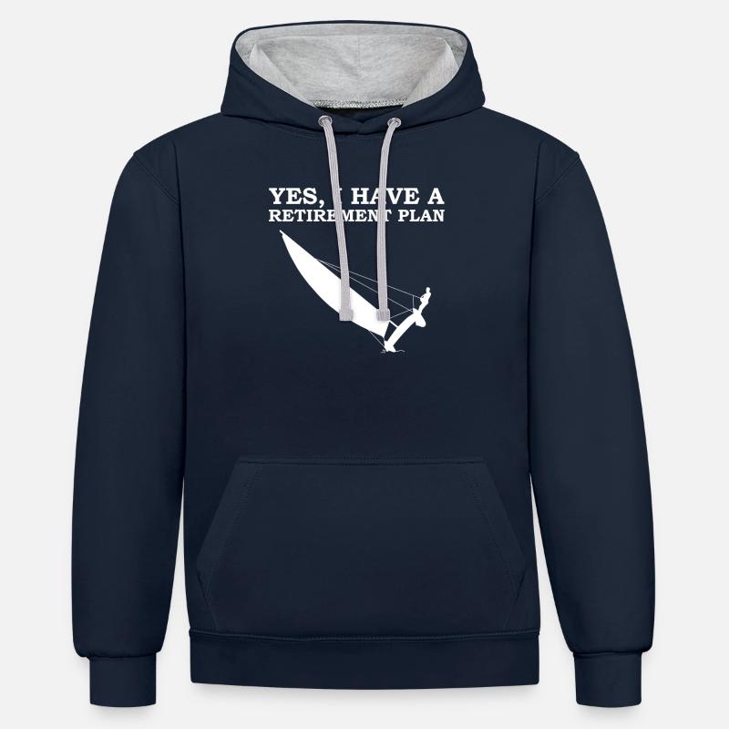 Plan de retraite: Catamaran Sailing - Sweat à capuche contrasté - bleu marine/gris chiné