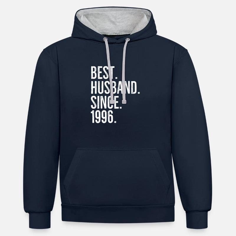 Bester Ehemann seit 1996 - Kontrast-Hoodie - Navy/Grau meliert