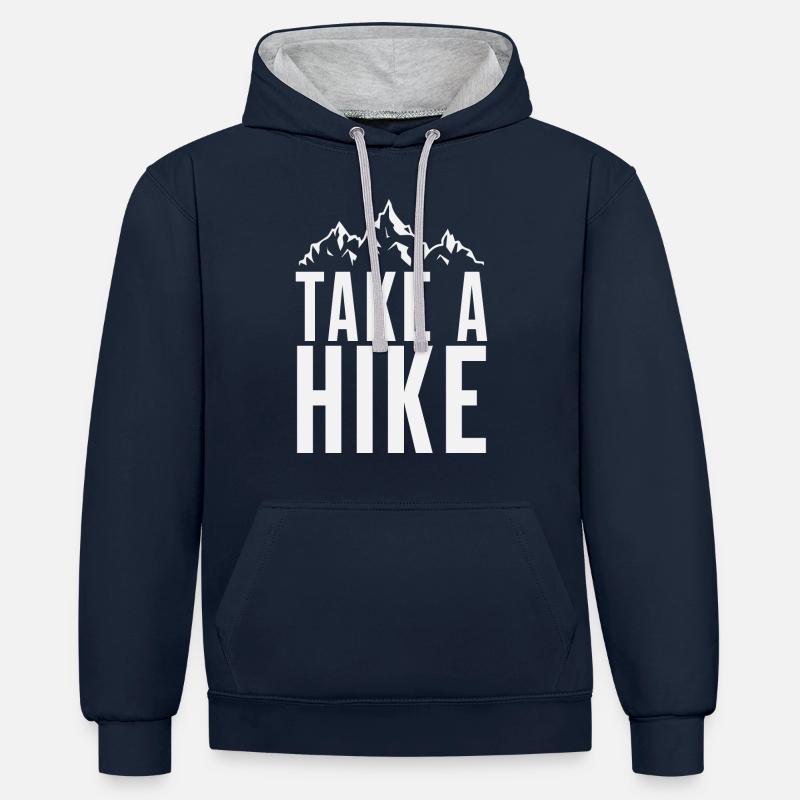 Faites une randonnée - Sweat à capuche contrasté - bleu marine/gris chiné