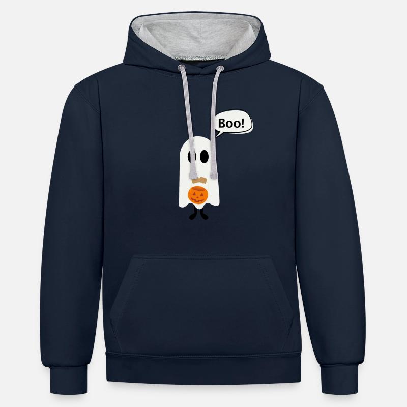 Petit - Sweat à capuche contrasté - bleu marine/gris chiné