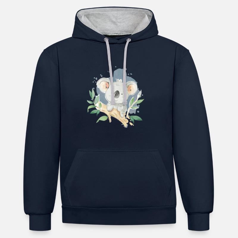 Koala Bleu Olivia - Sweat à capuche contrasté - bleu marine/gris chiné