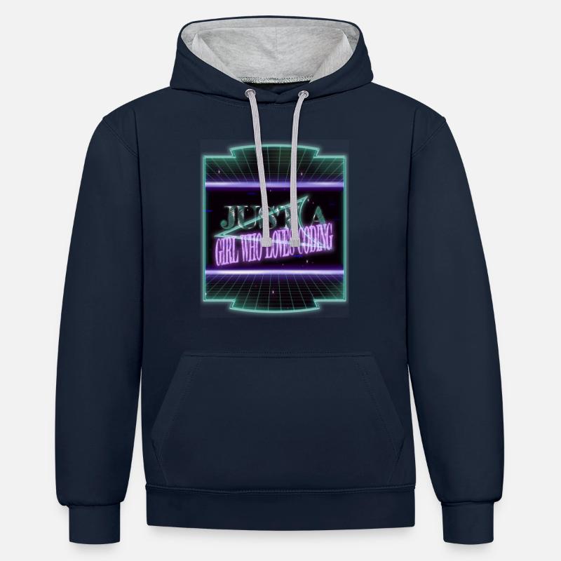frontend developer college student awesome - Contrast hoodie - navy/heather grey