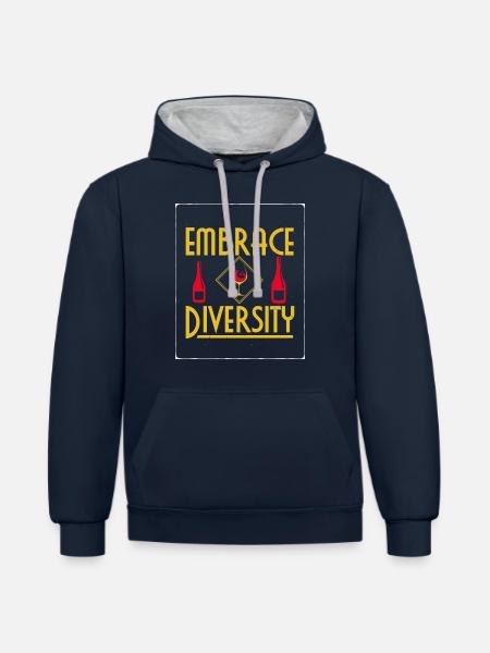 Embrace Diversity T-Shirt - Contrast hoodie - navy/heather grey