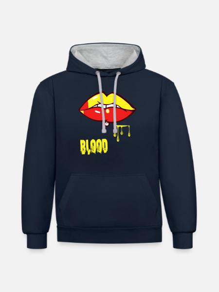 piercing & blood - Contrast hoodie - navy/heather grey