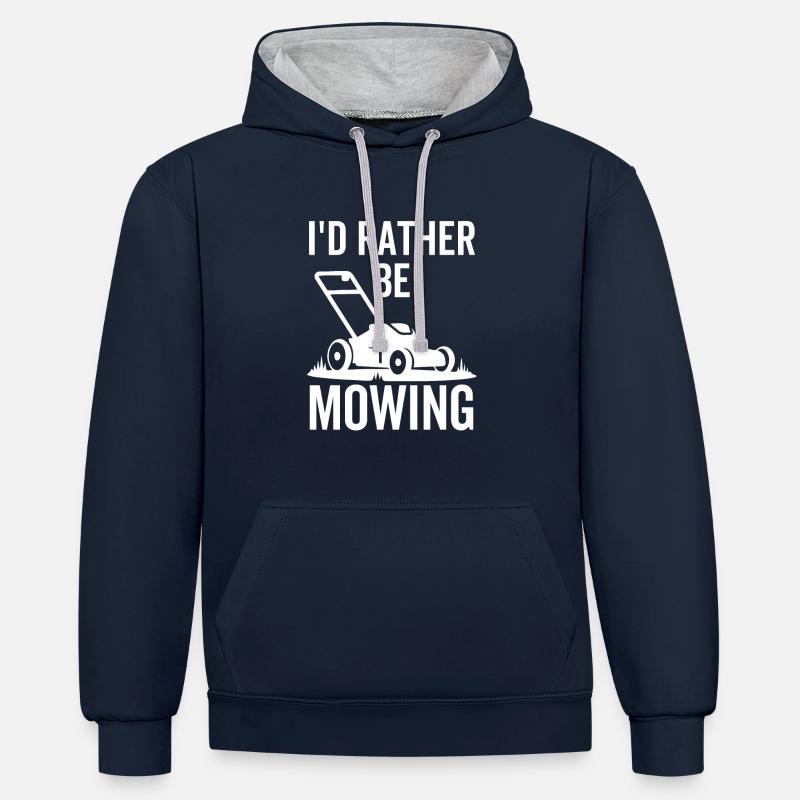 I'd Rather Be Mowing - Contrast hoodie - navy/heather grey