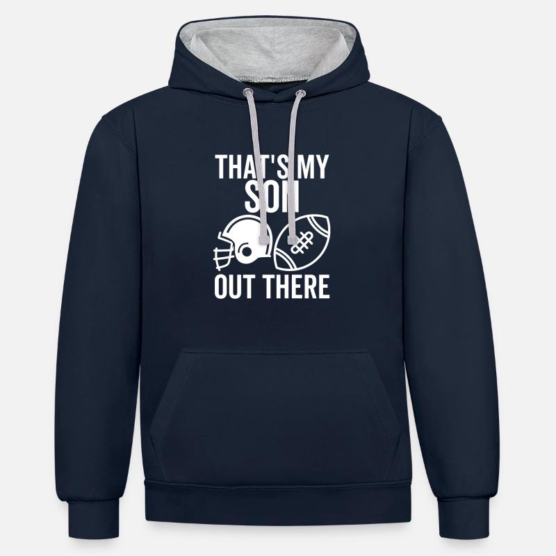 C’est mon fils là-bas - Sweat à capuche contrasté - bleu marine/gris chiné