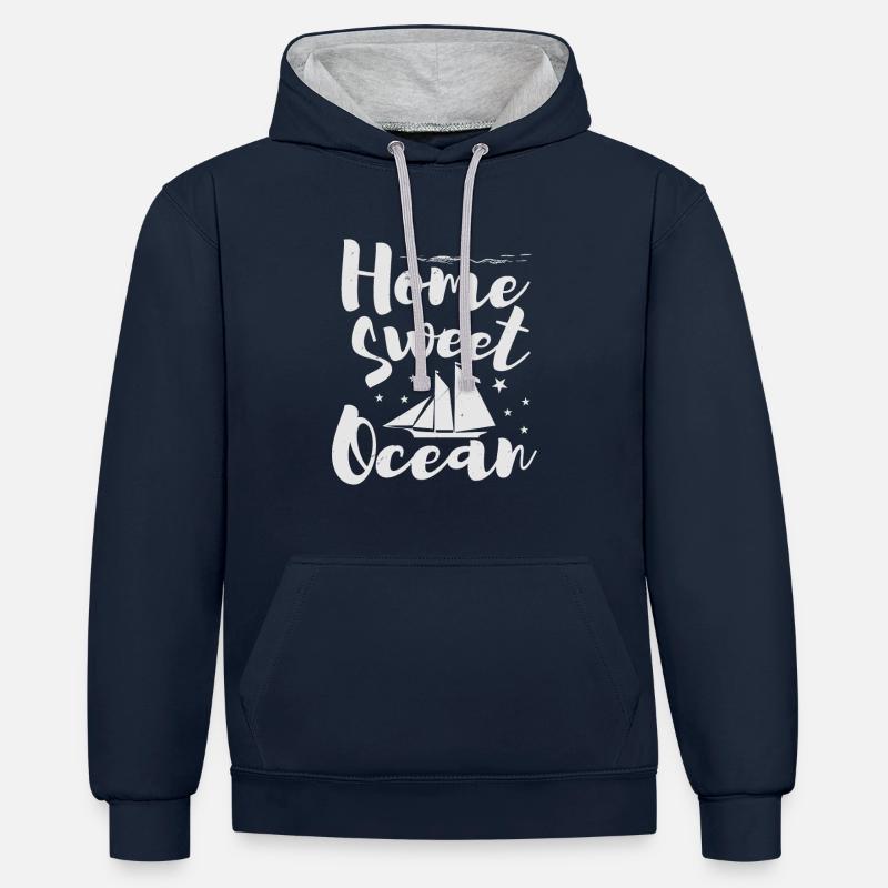 ACCUEIL SWEET OCEAN 2 - Sweat à capuche contrasté - bleu marine/gris chiné
