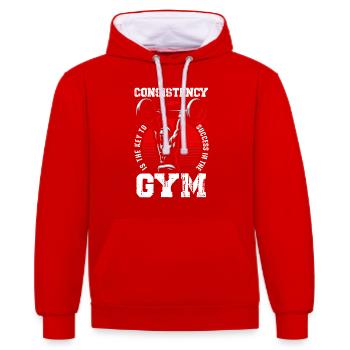 Gymnase - Sweat à capuche contrasté - rouge/blanc - Devant - Liana (172cm) & Jaron (178cm)