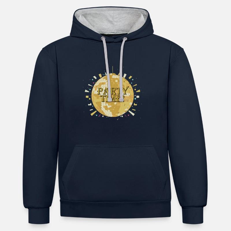 DISCOTHÈQUE - Sweat à capuche contrasté - bleu marine/gris chiné