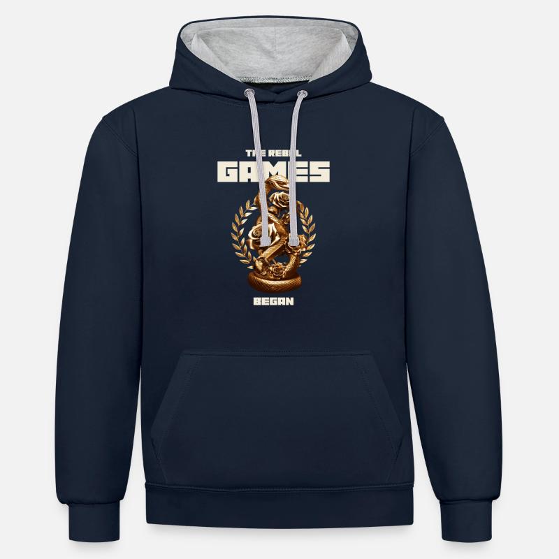 Début des Rebel Games - Sweat à capuche contrasté - bleu marine/gris chiné
