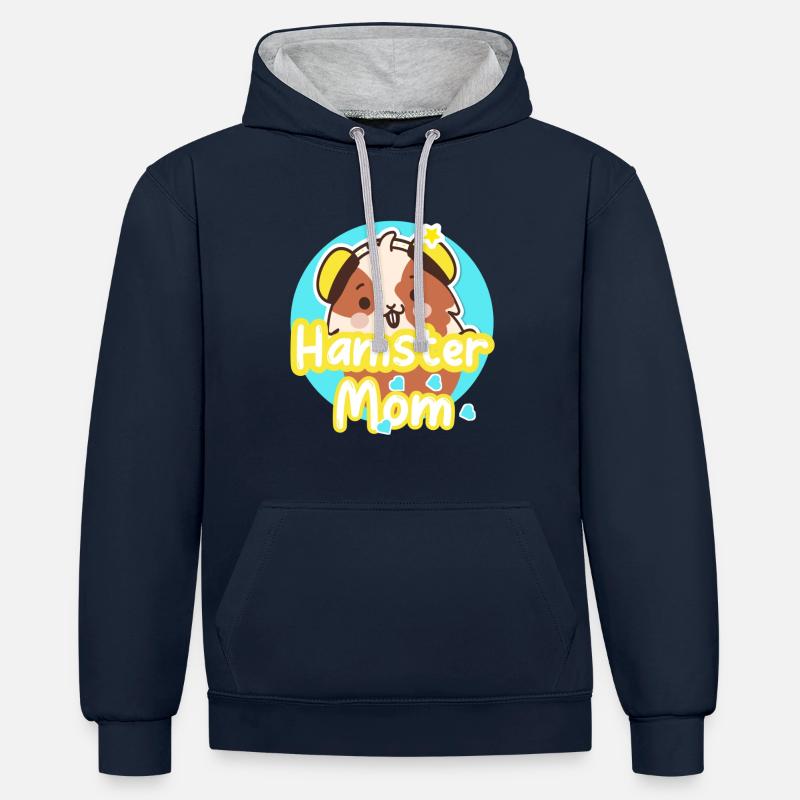 Hamter mutter - Kontrast-Hoodie - Navy/Grau meliert