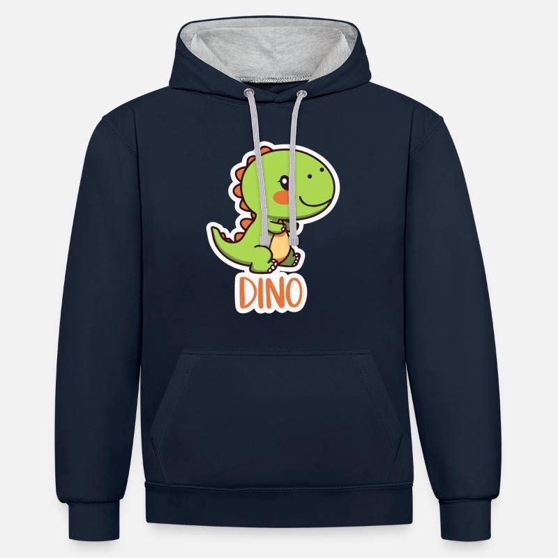 DINOSAURE - Sweat à capuche contrasté - bleu marine/gris chiné