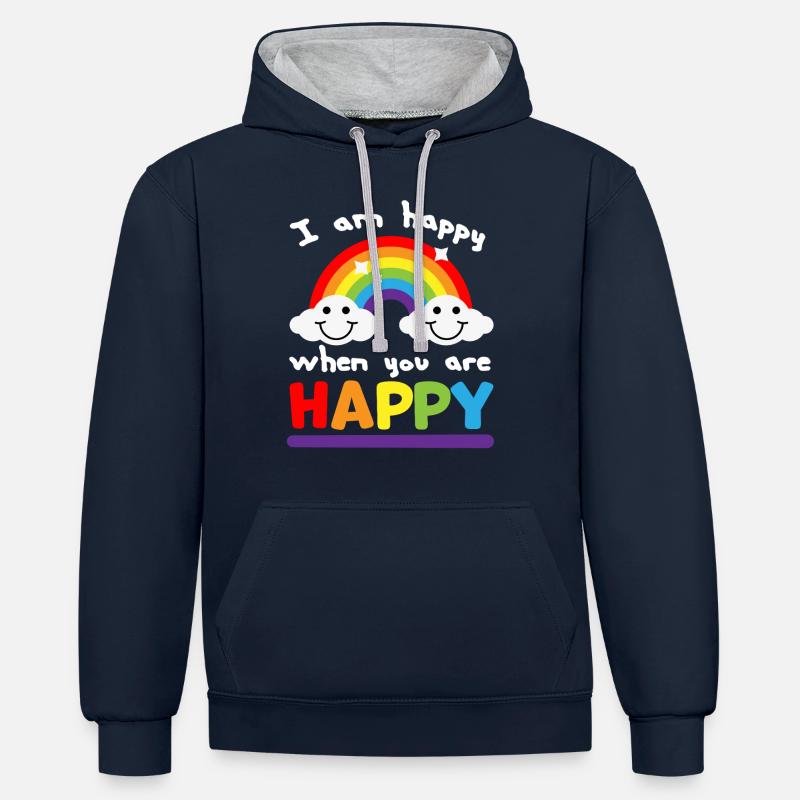 Heureux1 - Sweat à capuche contrasté - bleu marine/gris chiné