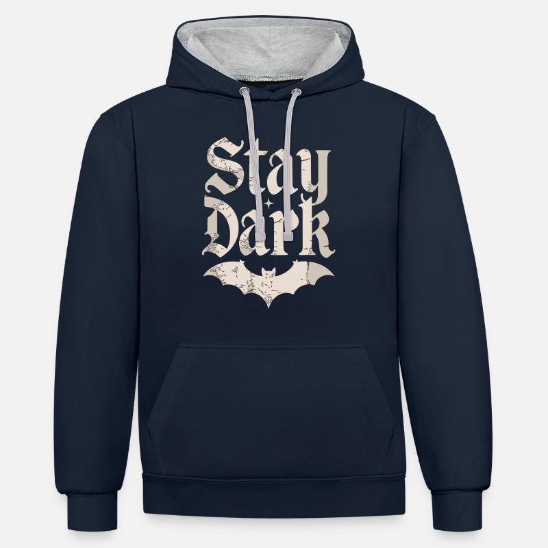 RESTEZ DANS L’OBSCURITÉ - Sweat à capuche contrasté - bleu marine/gris chiné