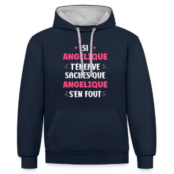 angelique - Sweat à capuche contrasté - bleu marine/gris chiné - Devant - Nico (186cm)