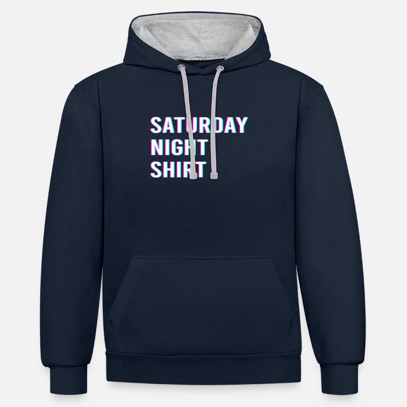Samedi soir - Sweat à capuche contrasté - bleu marine/gris chiné