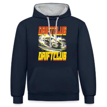 Voiture Drift - Style Retro Futuriste Course Auto - Sweat à capuche contrasté - bleu marine/gris chiné - Devant - Nico (186cm)
