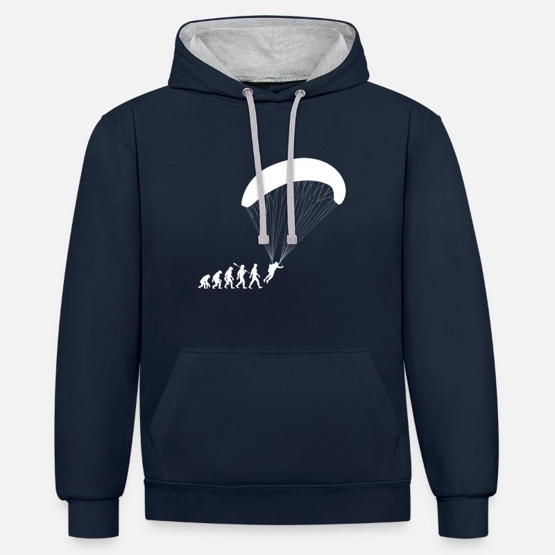Evolution Gleitschirm Fliegen - Kontrast-Hoodie - Navy/Grau meliert