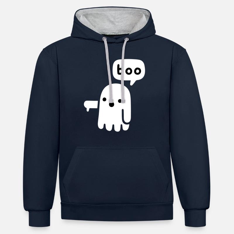 huer - Sweat à capuche contrasté - bleu marine/gris chiné