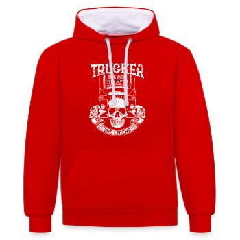 Trucker - Kontrast-Hoodie - Rot/Weiß - Vorne - Liana (172cm) & Jaron (178cm)