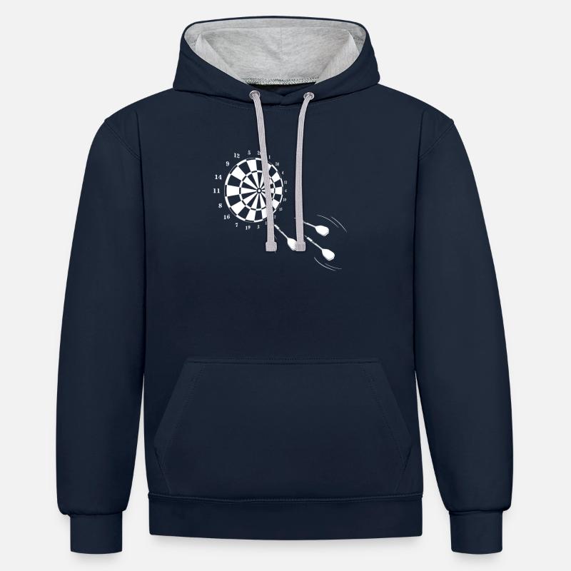 Jeu de fléchettes - Sweat à capuche contrasté - bleu marine/gris chiné
