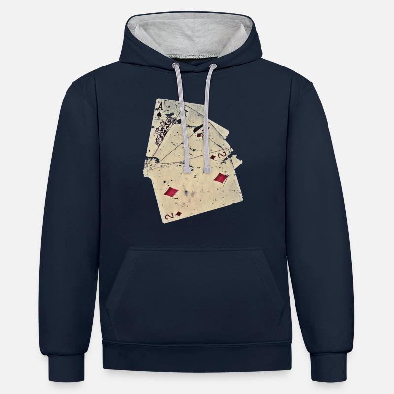 A3A2 Carte de jeu ACAB - Sweat à capuche contrasté - bleu marine/gris chiné