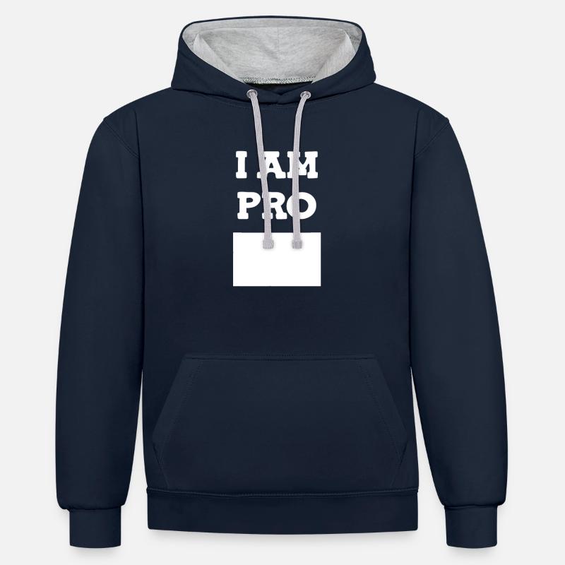 JE SUIS PRO - Sweat à capuche contrasté - bleu marine/gris chiné