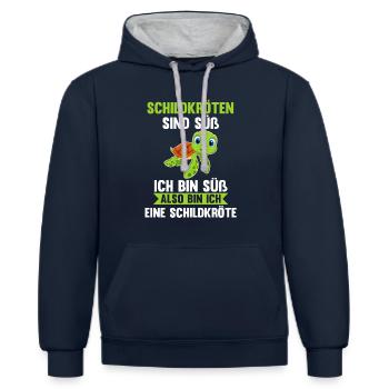 Schildkröte Schildkröten - Kontrast-Hoodie - Navy/Grau meliert - Vorne - Nico (186cm)