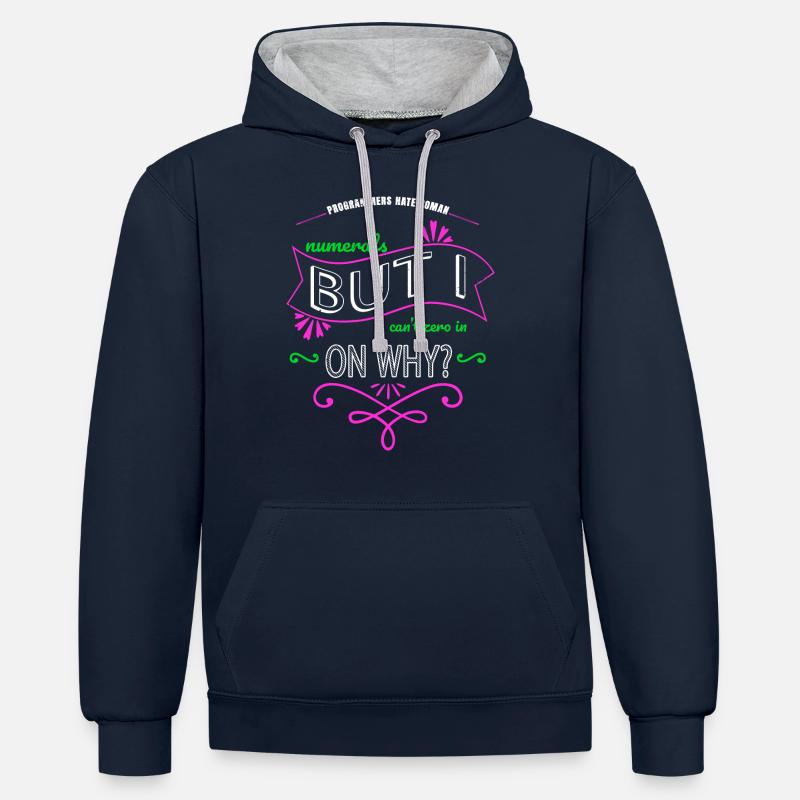 computer language funny sayings father - Kontrast-Hoodie - Navy/Grau meliert
