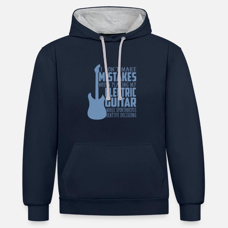 Père à la guitare électrique - Sweat à capuche contrasté - bleu marine/gris chiné