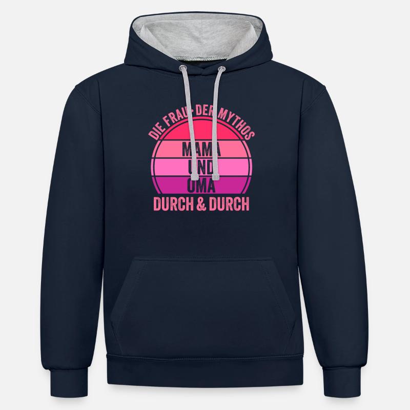 Mutter Großmutter Mama Oma - Kontrast-Hoodie - Navy/Grau meliert