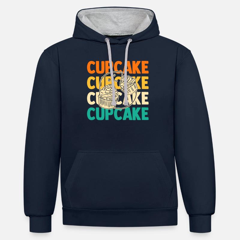 Cuisson des cupcakes - Sweat à capuche contrasté - bleu marine/gris chiné