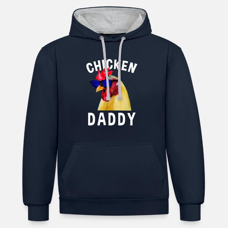 Chicken Daddy Poulet Porte-Poulet - Sweat à capuche contrasté - bleu marine/gris chiné