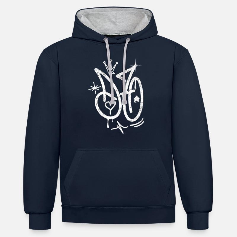 Algérie (DZ) Style Graffiti - Sweat à capuche contrasté - bleu marine/gris chiné