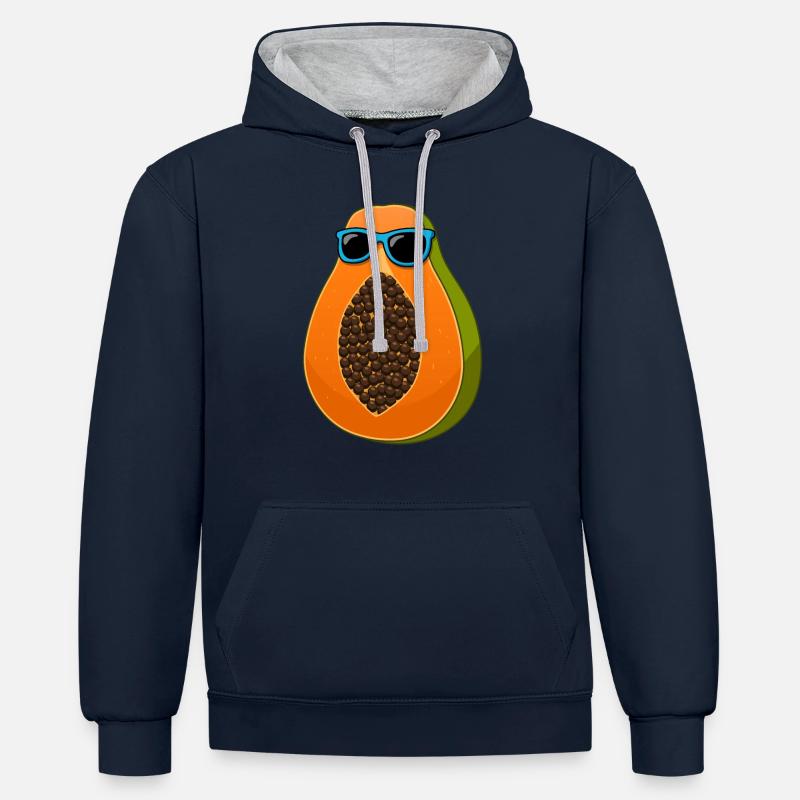 Fruits exotiques Vitamines Cool Papaya - Sweat à capuche contrasté - bleu marine/gris chiné