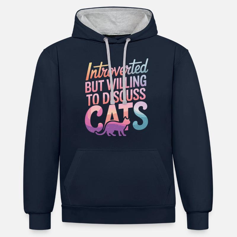 Introverti, antisocial, introverti - Sweat à capuche contrasté - bleu marine/gris chiné