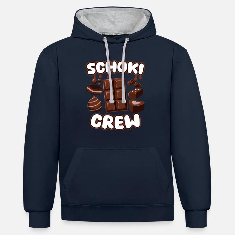 Candy Chocolate Chocolate Chocolate Crew - Sweat à capuche contrasté - bleu marine/gris chiné