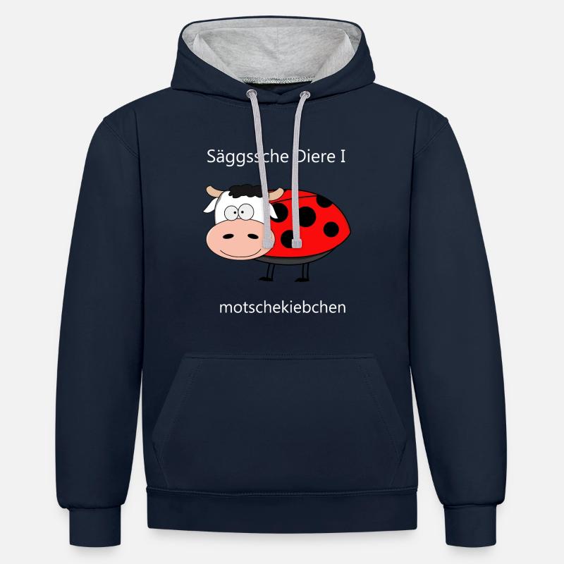 Animaux saxons - La coccinelle - Sweat à capuche contrasté - bleu marine/gris chiné