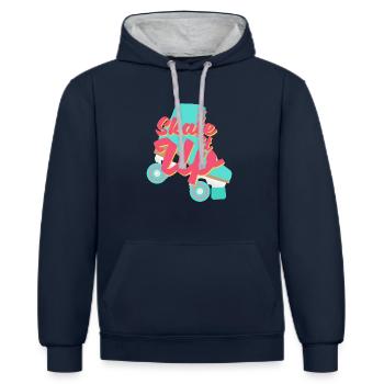Rollschuhe Tshirt Roller Skates Geschenk - Kontrast-Hoodie - Navy/Grau meliert - Vorne - Nico (186cm)