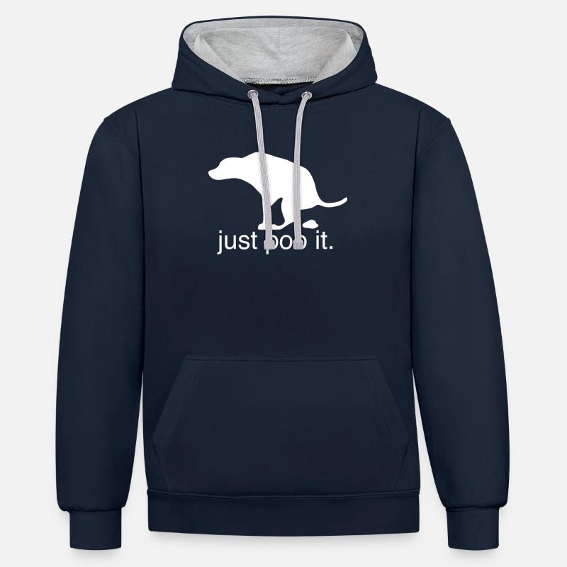 just poo it Geschenk Geschenkidee - Kontrast-Hoodie - Navy/Grau meliert