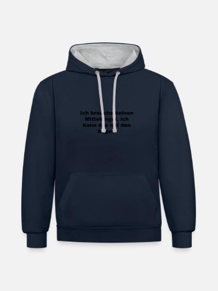 Lustiger Spruch - Kontrast-Hoodie - Navy/Grau meliert
