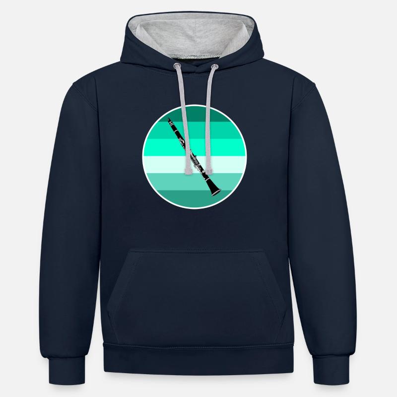clarinette - Sweat à capuche contrasté - bleu marine/gris chiné