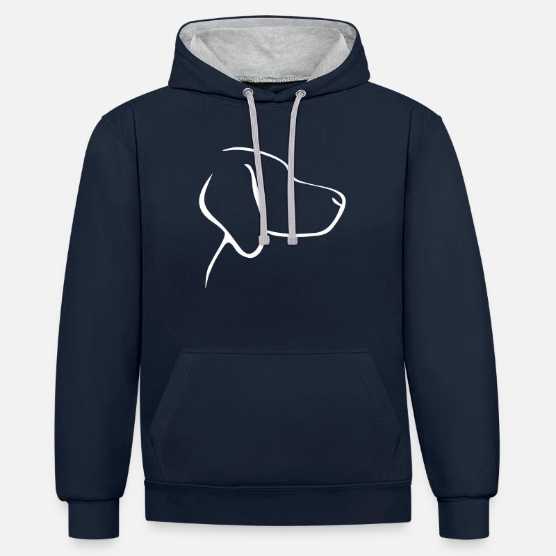 Chien - Sweat à capuche contrasté - bleu marine/gris chiné
