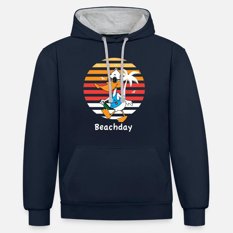 Ente - Sweat à capuche contrasté - bleu marine/gris chiné