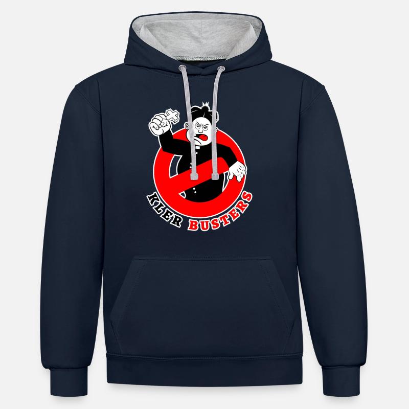 Clergé de Busters - Sweat à capuche contrasté - bleu marine/gris chiné