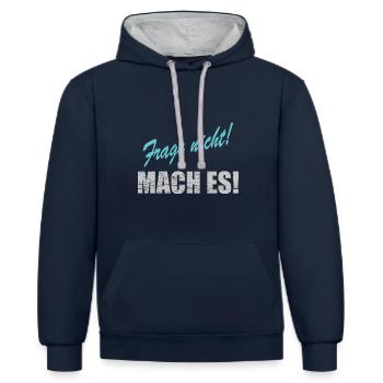 Frage nicht mach es - Kontrast-Hoodie - Navy/Grau meliert - Vorne - Nico (186cm)