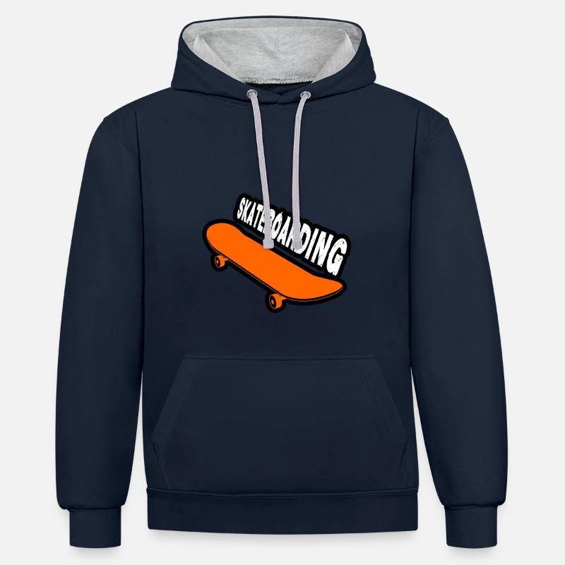 Skateboarding - Sweat à capuche contrasté - bleu marine/gris chiné